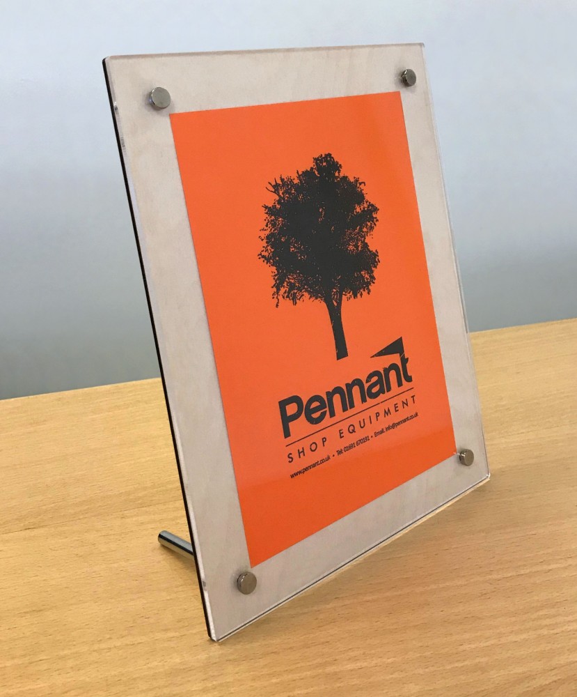 Angled Sign Holder with Acrylic Portrait